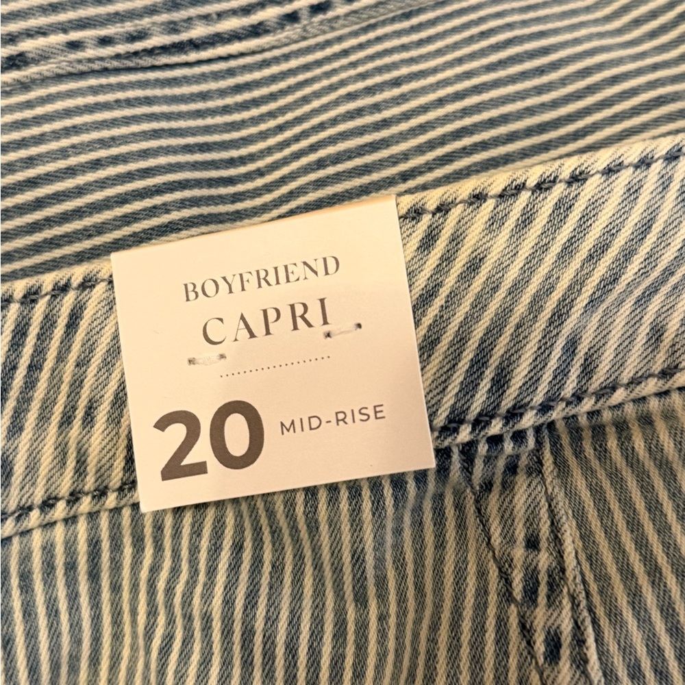 Lane Bryant Railroad Strip Boyfriend Capri Jeans - Picture 5 of 13